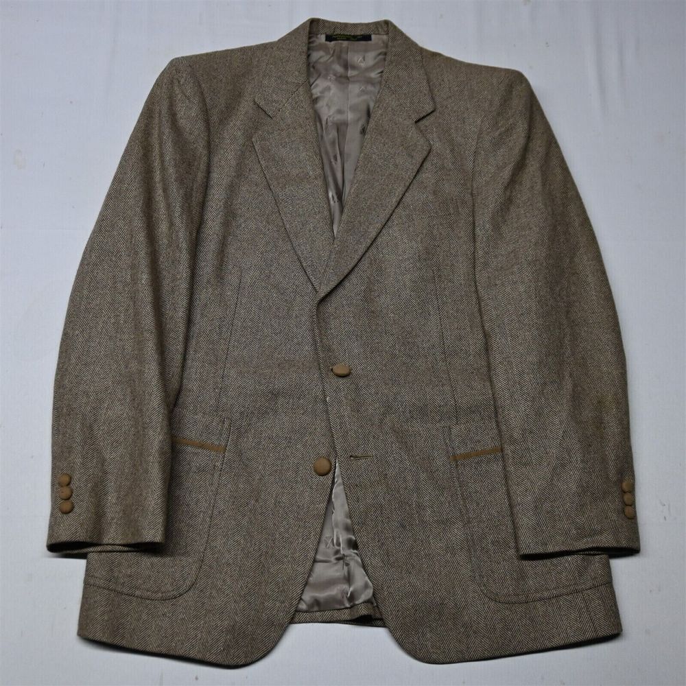 Vtg Angelo Donati 42r Herringbone Tweed Usa Made Mens Blazer Jacket Sport Coat
